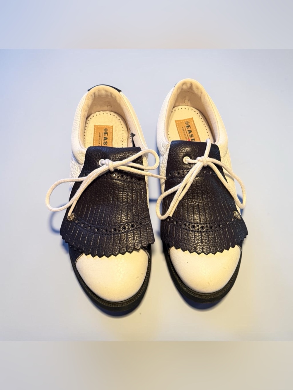 Women's Eastland White and Navy Fringe Golf Shoes